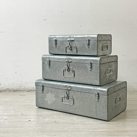 ザ・コンランショップ THE CONRAN SHOP ガルバナイズドトランク Galvanized Trunk 3点セット スーツケース ツールボックス ブリキ 廃番 ●