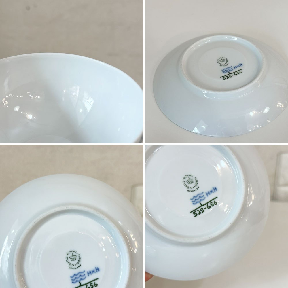 ロイヤルコペンハーゲン ROYAL COPENHAGEN ブルーフルーテッド ハーフレース ティーカップ＆ソーサー 北欧食器 Ｃ ◎