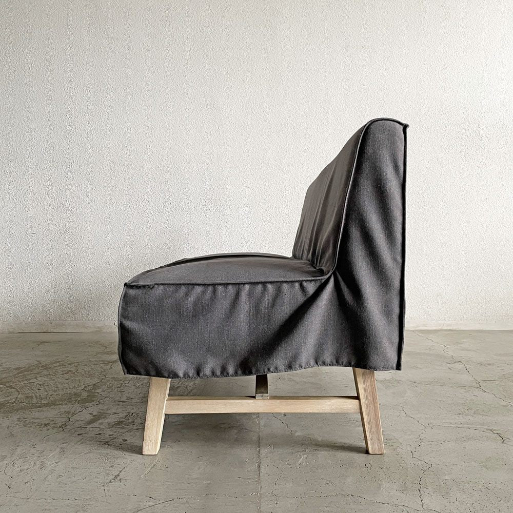 ウニコ unico マノア MANOA ベンチバックレスト ソファベンチ W123cm アカシア無垢材 カバーリング アッシュブルー 西海岸スタイル 廃番 〓