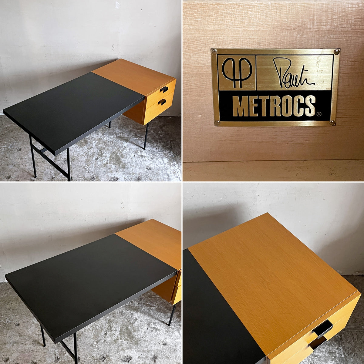 メトロクス METROCS F031 デスク プチデスク オーク材 × ブラック W130cm ピエール・ポラン フレンチモダン ミッドセンチュリー 定価￥209,000- ■
