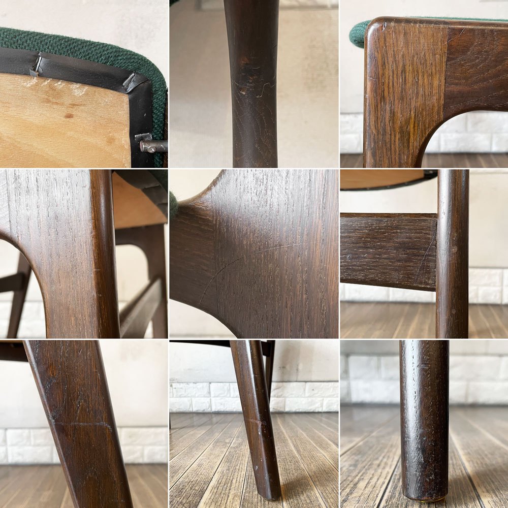 Anderstrup Mobelfabrik ダイニングチェア Model 89 オーク材 ファブリック グリーン系 座面張替済 エリック・バック デンマーク 北欧ビンテージ ◎