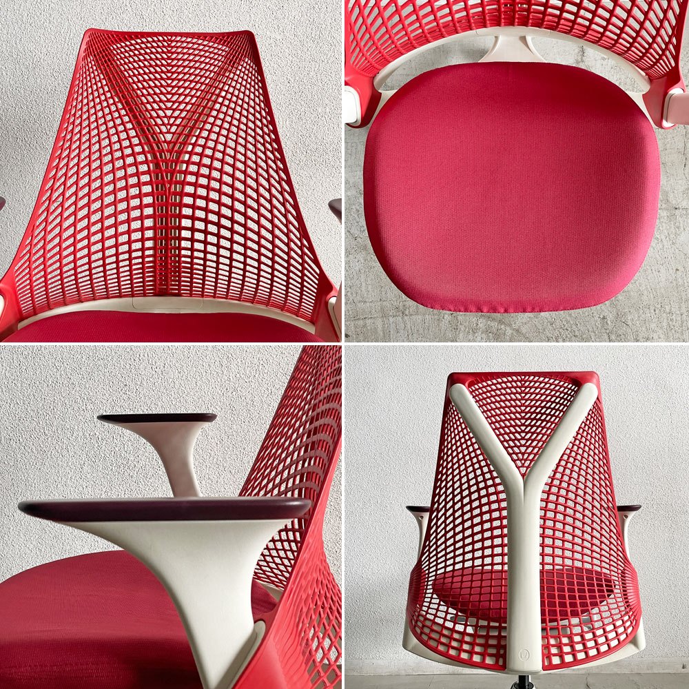 ハーマンミラー Herman Miller セイルチェア SAYL CHAIR デスクチェア オフィスチェア レッド ミドルバック イヴ・ベアール 2013年製 旧モデル 〓