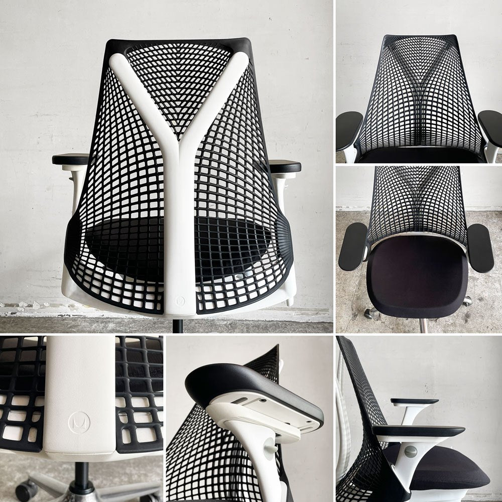 ハーマンミラー HermanMiller セイルチェア SAYL Chair ブラック サスペンションミドルバック アジャスタブルアーム 2023年製 イヴ・ベアール モダンデザイン ■