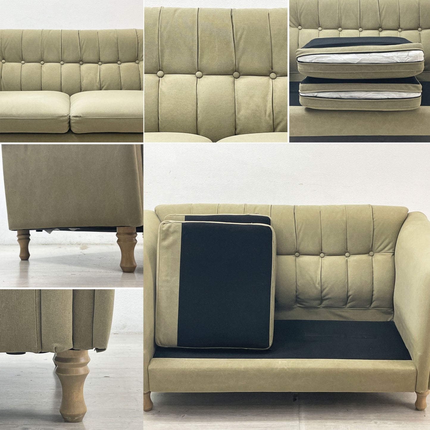 ダルトン DULTON 2シーター キャンバスソファ 2 SEATER CANVAS SOFA グリーン 希少廃番 ●