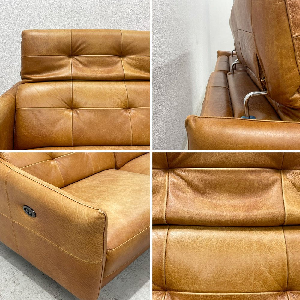 ジャーナルスタンダード journal standard Furniture シェフィールド SHEFFIELD リクライニングソファ 2.5人掛け W186cm 本革 キャメル 電動式 定価￥308,000円 〓