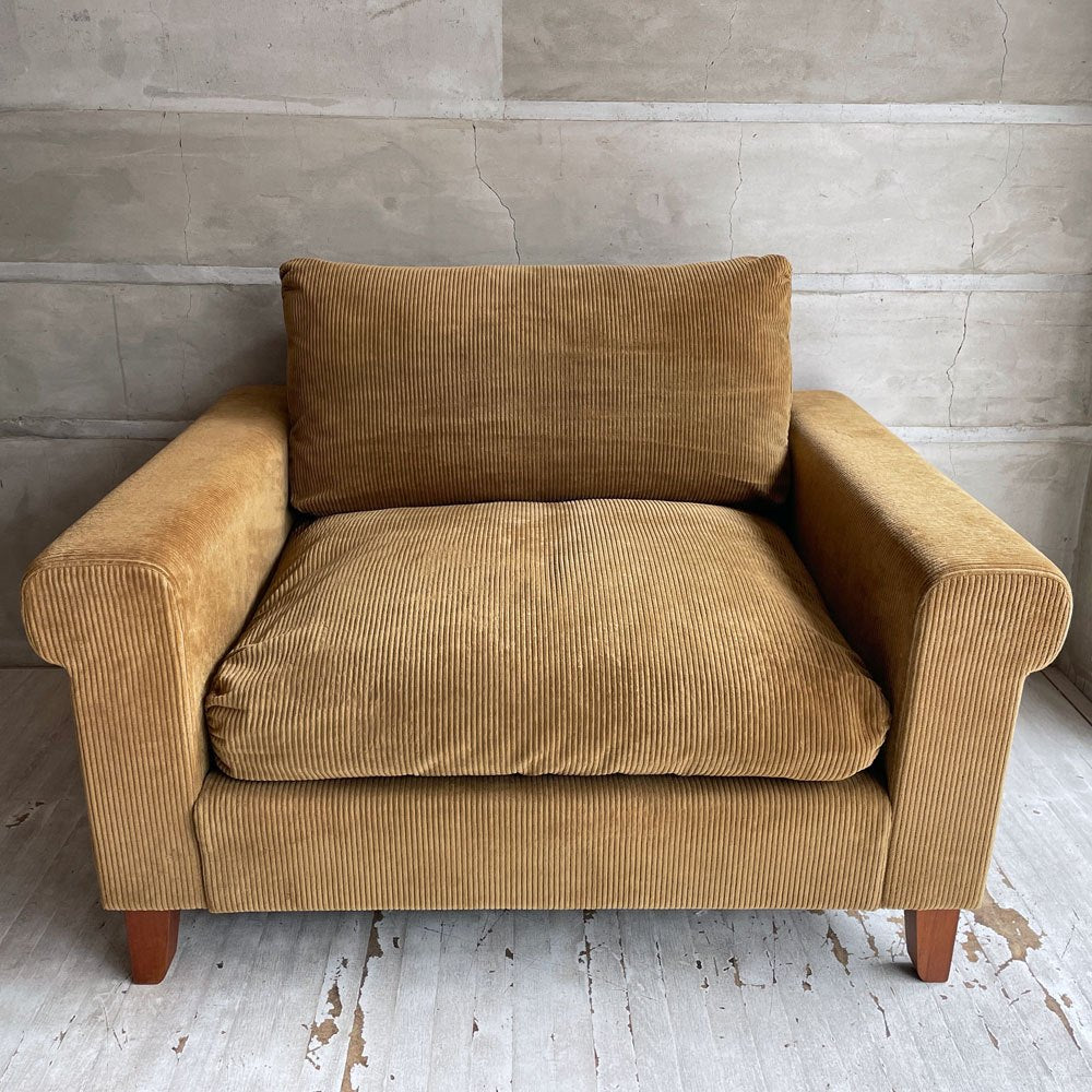 トラックファニチャー TRUCK FURNITURE FKソファ FK SOFA 1.5シーター F-21 グリーンコーデュロイ ウォールナット無垢材 定価￥352,000- ♪