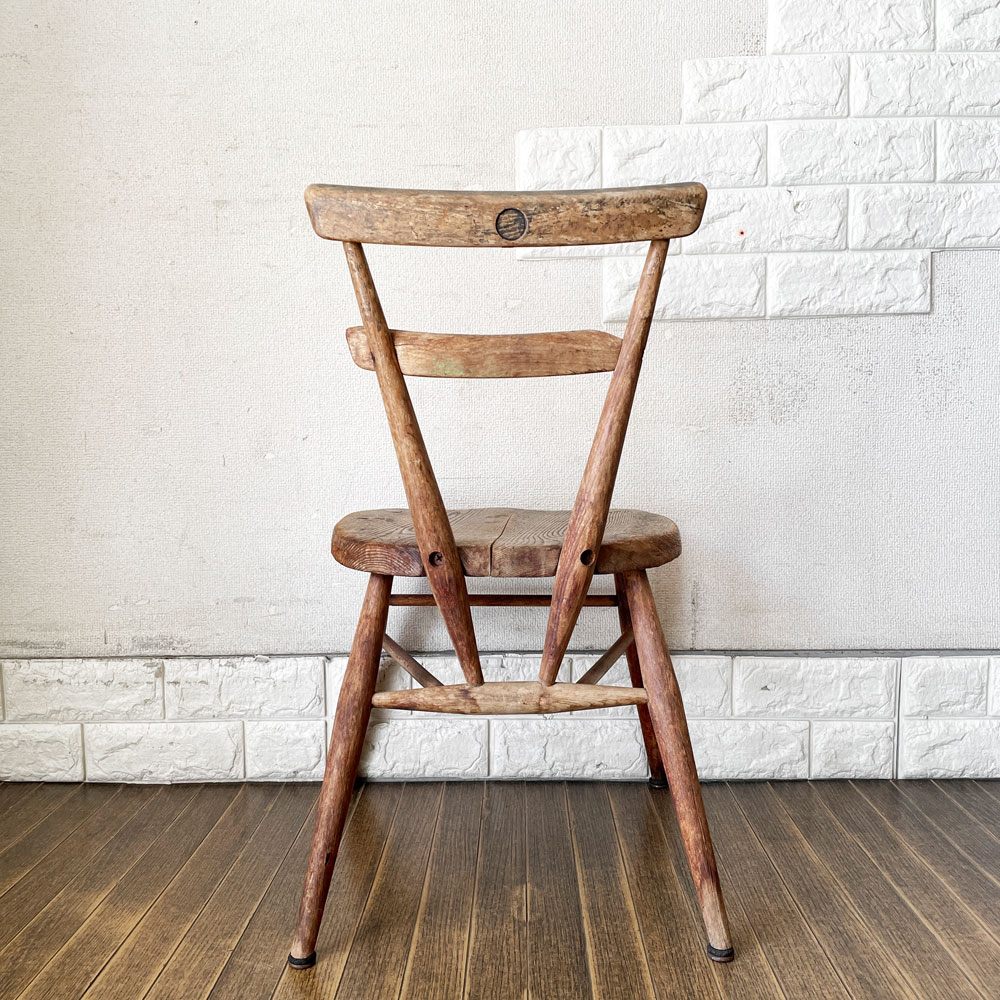 アーコール Ercol ダブルバックチェア スタッキングチェア キッズチェア エルム材 UKビンテージ 英国家具 ◎