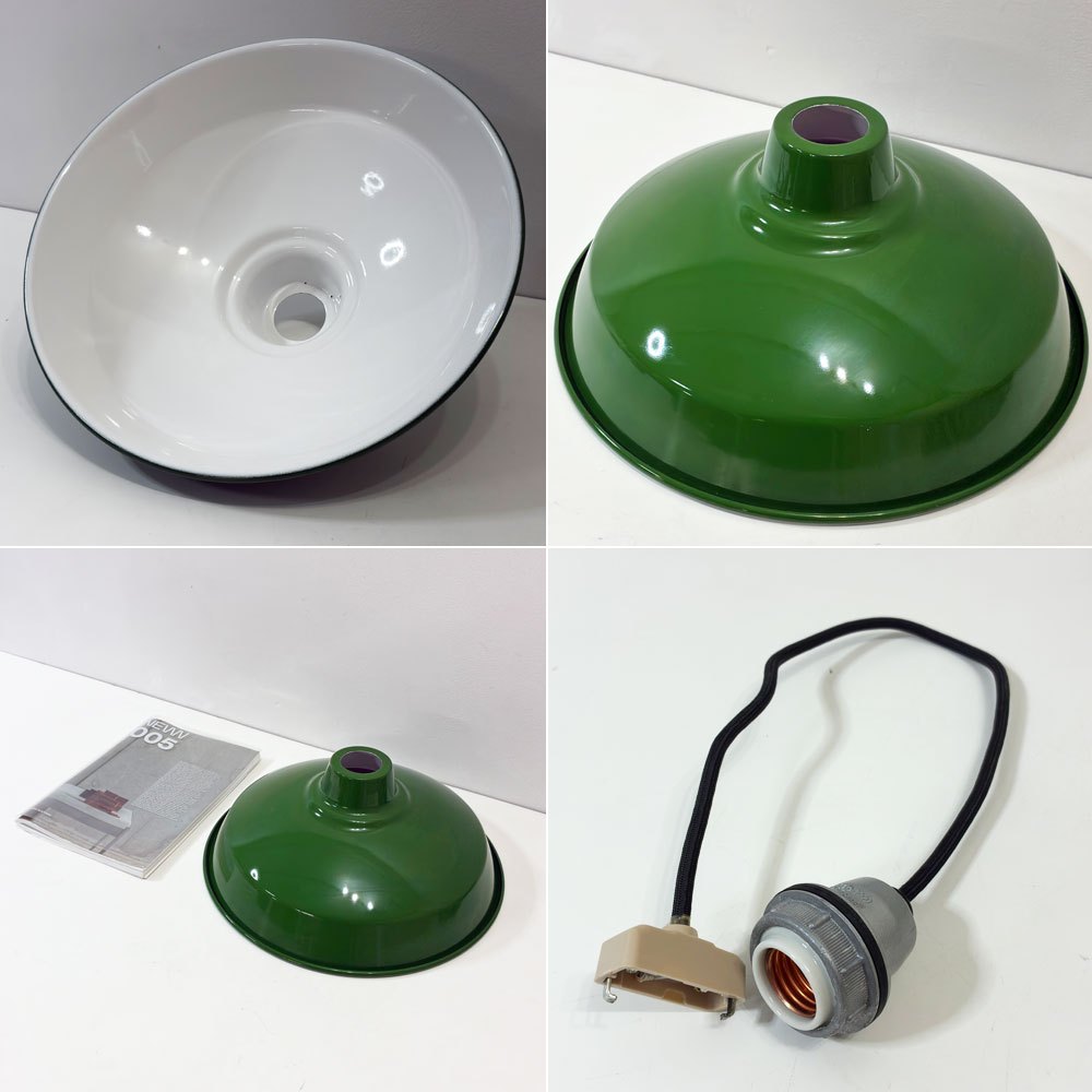 パシフィックファニチャーサービス P.F.S ホーロー ペンダントライト ENAMEL LAMP SHADE 14 ソケットコード付き グリーン ●