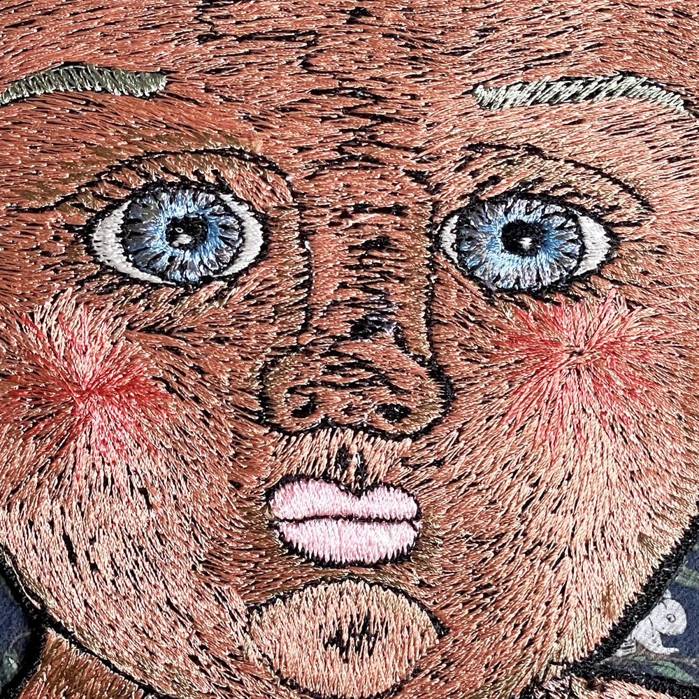 ママカロン ma.macaron クッション babydoll うさぎ 横振り刺繍 45cm 刺繍作家 現代作家 ■