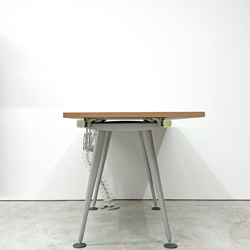 ハーマンミラー Herman Miller アバックエンバイロメンツ ABAK ミーティングテーブル デスク ワークテーブル W140cm ウッドカラー ケーブルスパイン付き ティム・ウォレス ◎