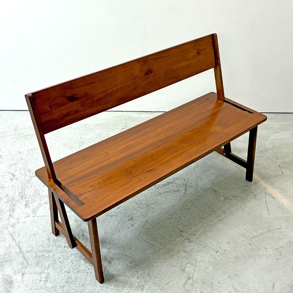 スキャンティーク SCANTEAK デュオ Duo スイベルベンチ チーク無垢材 背もたれ可動式 W120㎝ ●