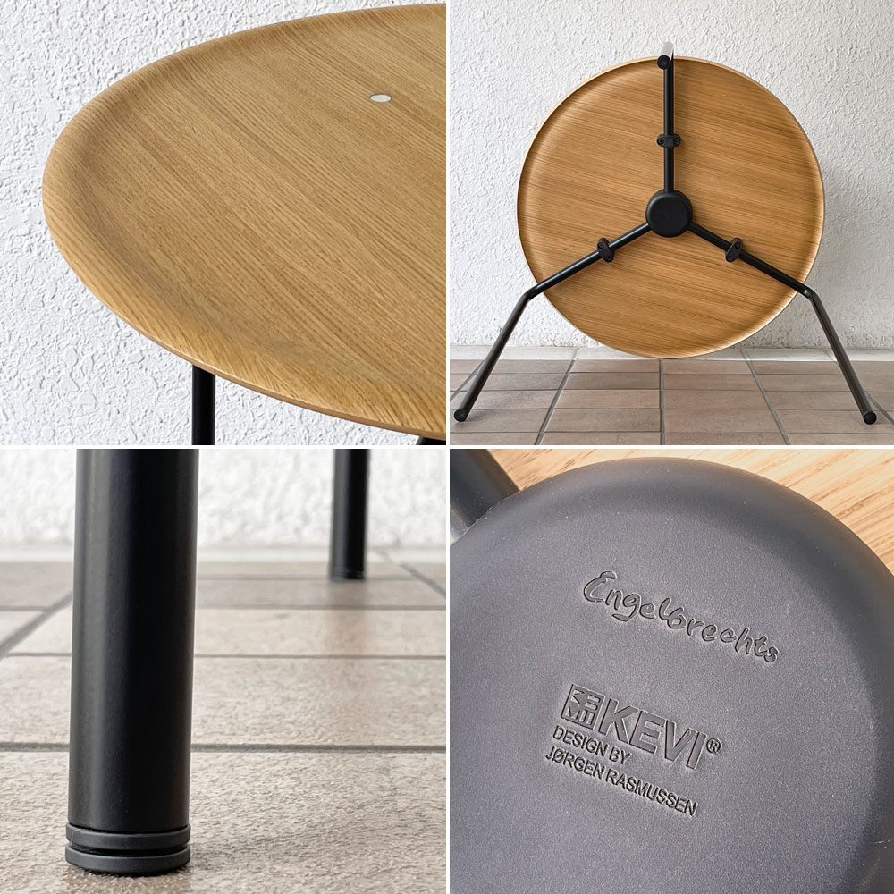 エンゲルブレヒト Engelbrechts ケヴィ KEVI 2010 ダイニングテーブル オーク材 プライウッド カフェテーブル 70cm 3本脚 ヨルゲン・ラスムッセン デンマーク 未使用品 ◇