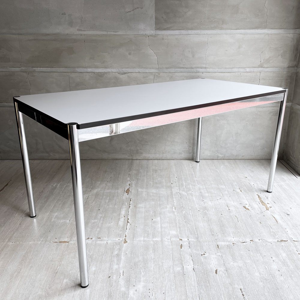 USMハラー USM Haller モジュラーファニチャー ハラーテーブル ワーキングデスク W150cm アジャスター パールグレーラミネート(ホワイト) 高さ調整機能付き スイス ♪