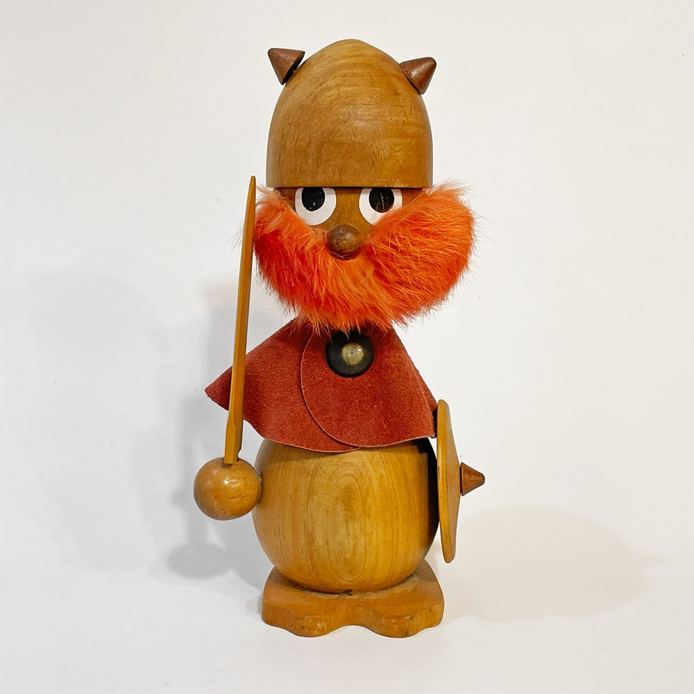 デンマークビンテージ Danish vintage wooden viking ノギンス バイキング 木製フィギュア オブジェ 24cm 北欧雑貨 ★