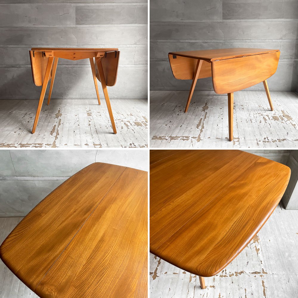 アーコール Ercol ドロップリーフテーブル バタフライテーブル ダイニングテーブル エルム材×ビーチ材 UKビンテージ 英国家具 ♪