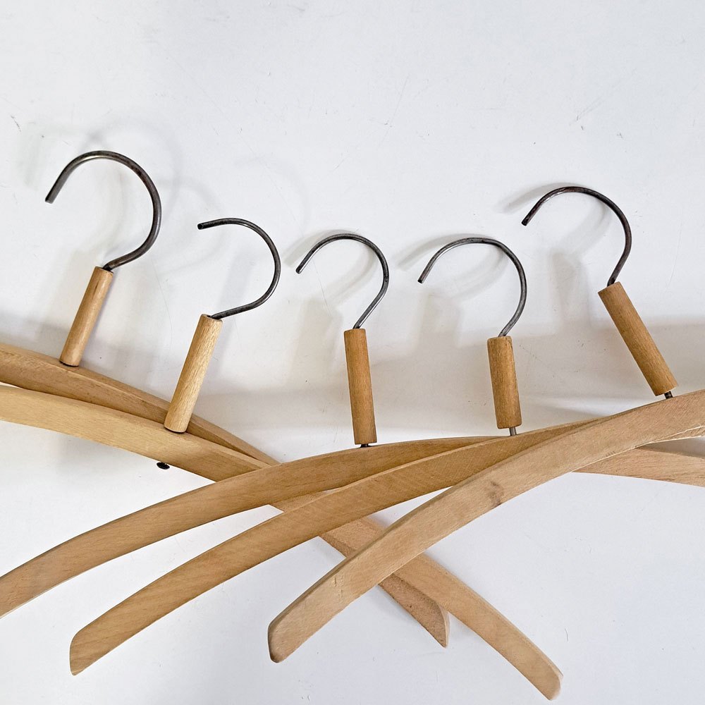 北欧ビンテージ Scandinabian Vintage 木製ハンガー 10本セット 1950〜70年代 木味 レトロ 古道具 D ●