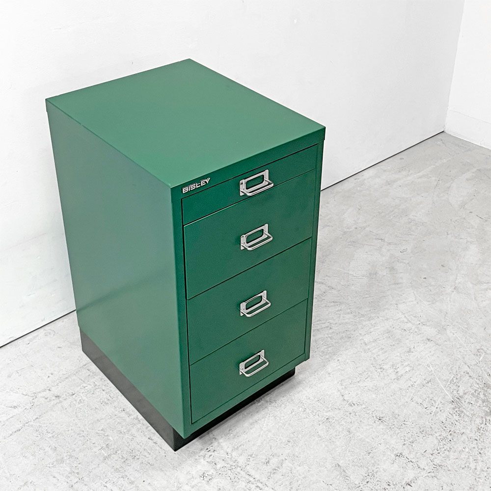 ビスレー BISLEY BASICシリーズ BA3/CD キャビネット 4段 スチールワゴン オフィス 店舗什器 グリーン 英国 廃番品 ●