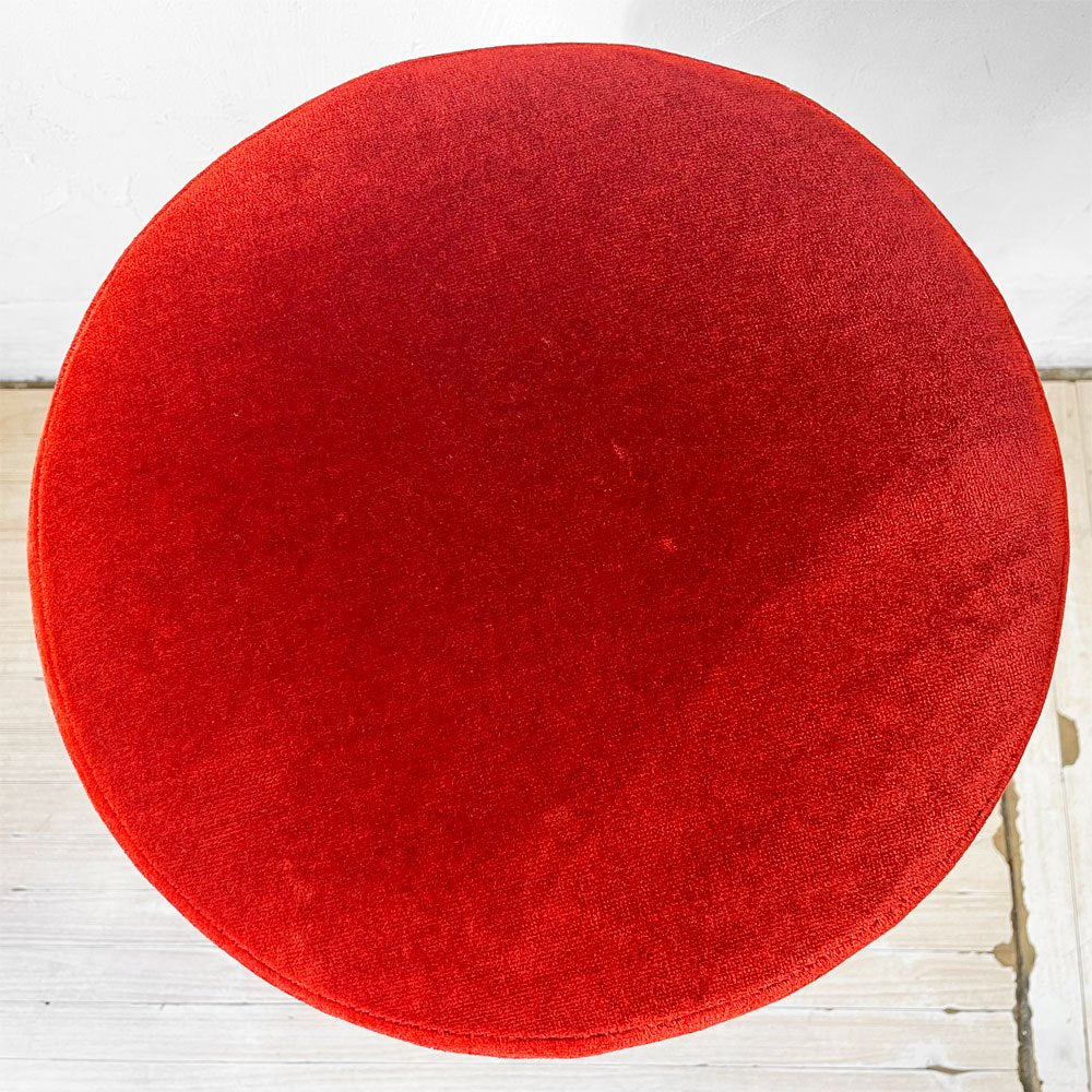 UKビンテージ UK vintage アイアン ハイスツール パブスツール ベロア座面 レッド ヴィクトリアンスタイル 店舗什器 B ★