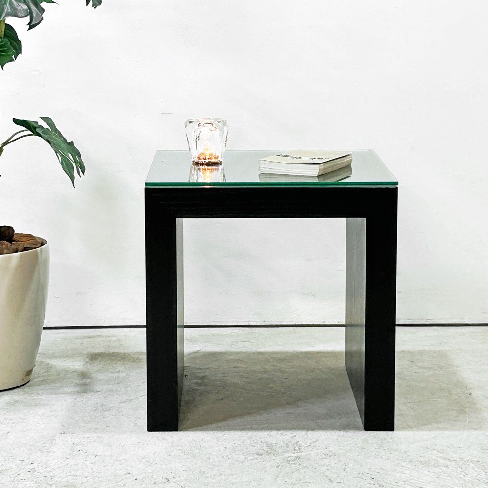 カッシーナイクスシー Cassina ixc ゼン ZEN サイドテーブル アッシュ材 ダークブラウン ガラストップ カトリーヌ・メミ モダンデザイン 廃番 ●