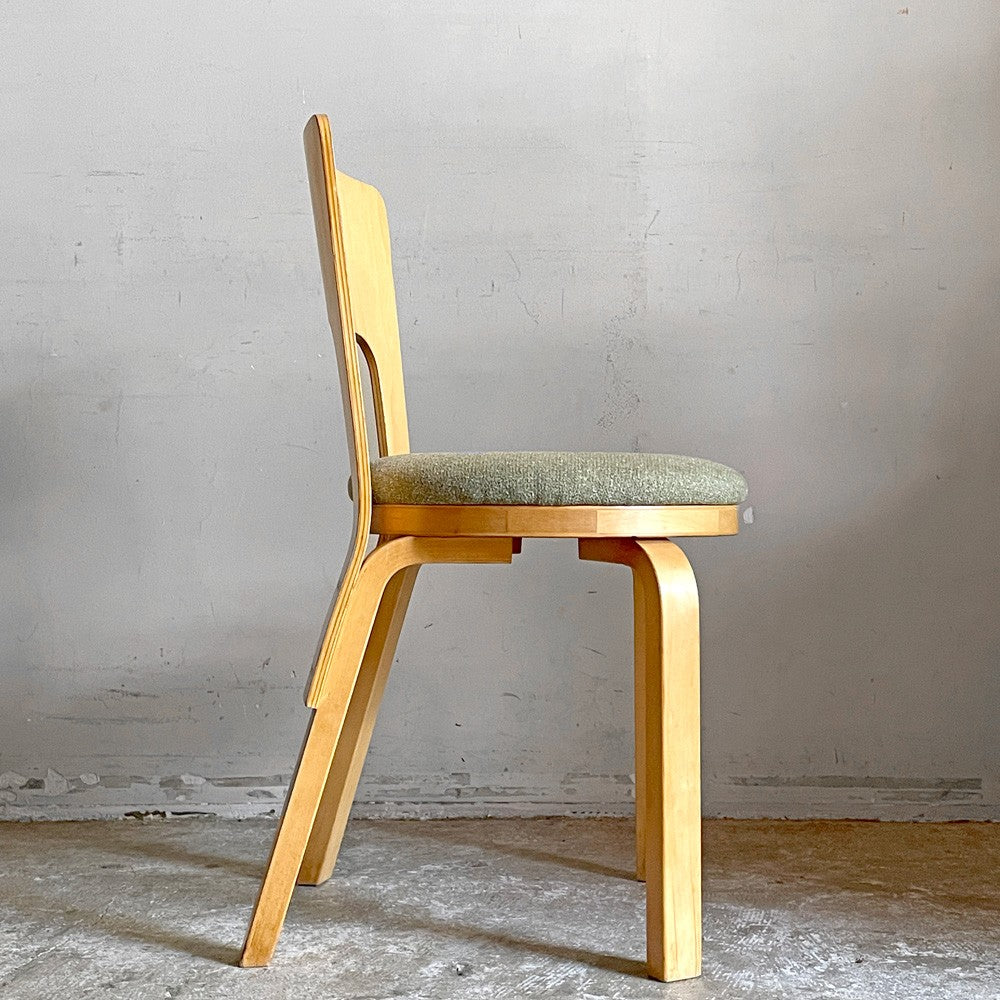 アルテック artek チェア66 CHAIR66 ダイニングチェア ナチュラルラッカー バーチ材 ファブリックシート アルヴァ・アアルト フィンランド 北欧家具 ビンテージ A ■