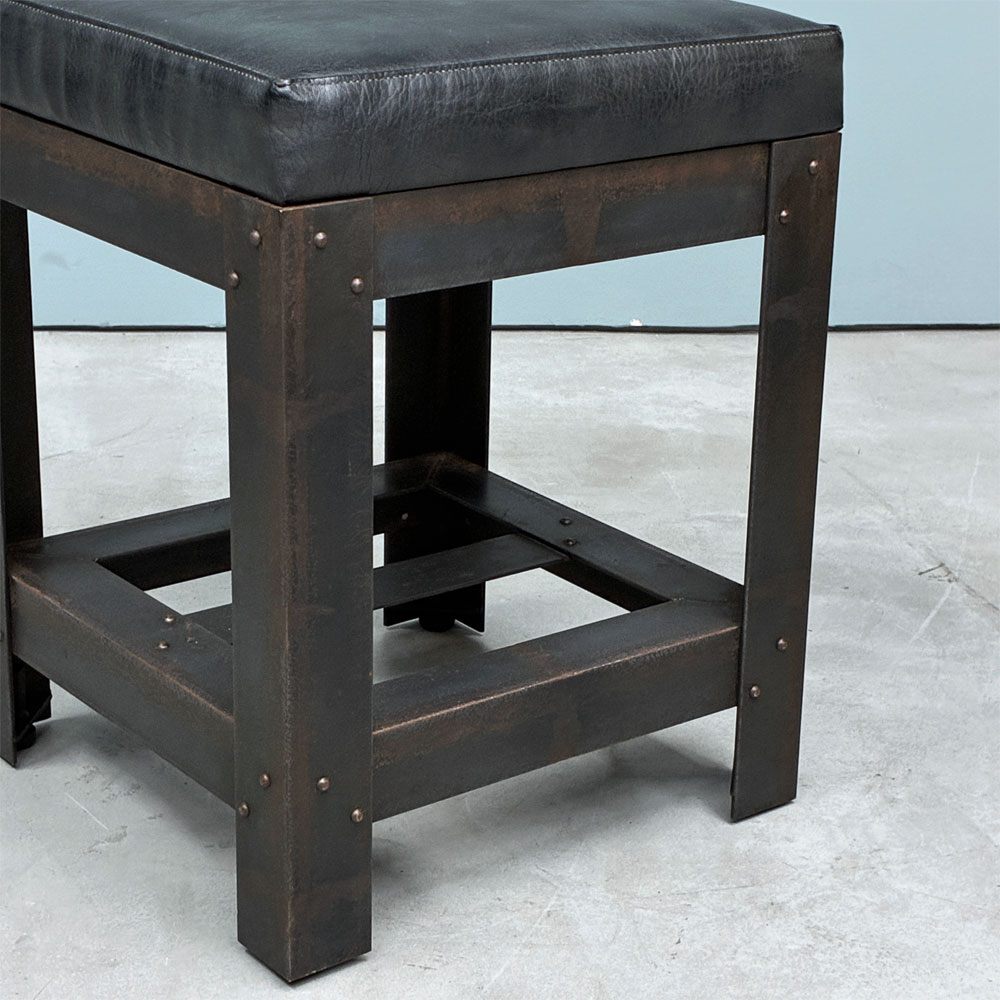 イデー IDEE アイアン スツール  IRON STOOL レザー 焼鋼 店舗什器 インダストリアルデザイン 特注品 A ◎