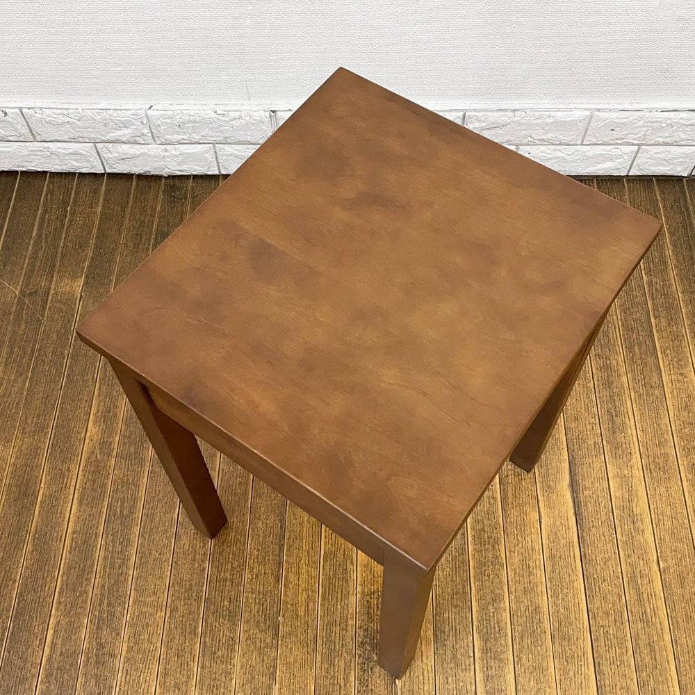 無印良品 MUJI バーチ材 サイドテーブル ナイトテーブル 抽斗一杯 ブラウン 廃番 ◎