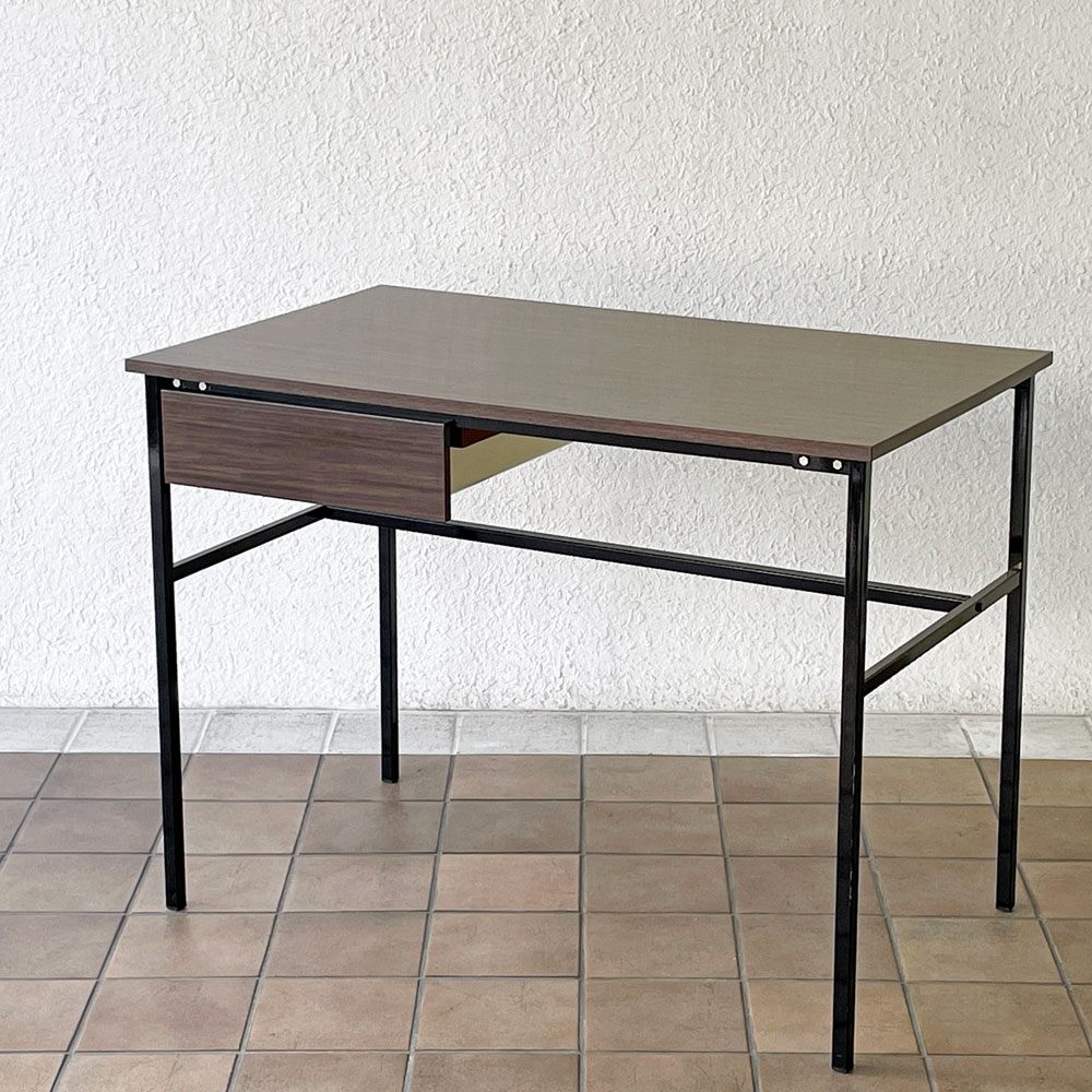 ミューロップ Meurop スモール ワーク デスク W100cm ピエール・ガーリッシュ Pierre Guarich 抽斗1杯 ベルギー ビンテージ ミニマル ◇