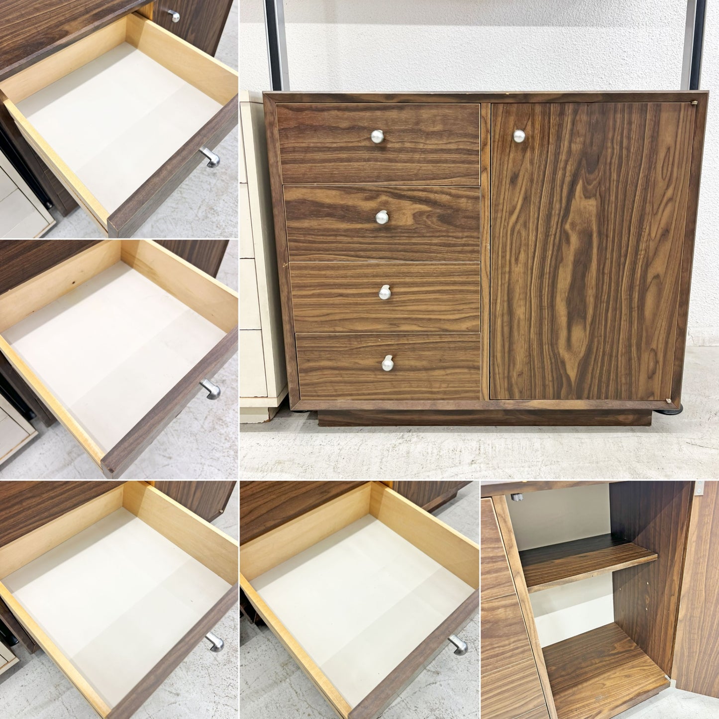 オカムラ okamura GKデザイン ホームユニット ウォールシェルフ 2連 W150×H214cm チェスト キャビネット付き ビンテージ 〓