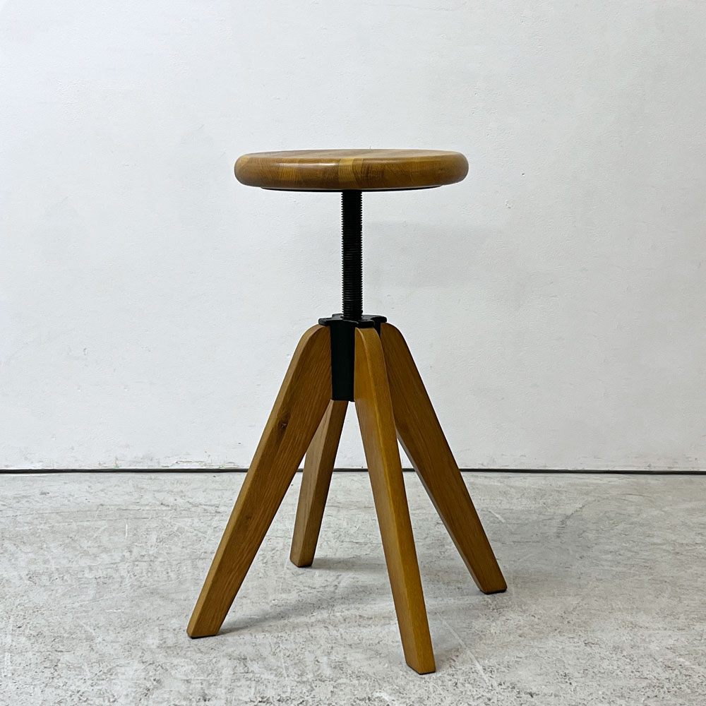 クラッシュゲート CRASHGATE ノットアンティークス Knot Antiques リフト ロースツール LIFT STOOL Lo オーク無垢材 回転昇降 インダストリアル 廃番 ●