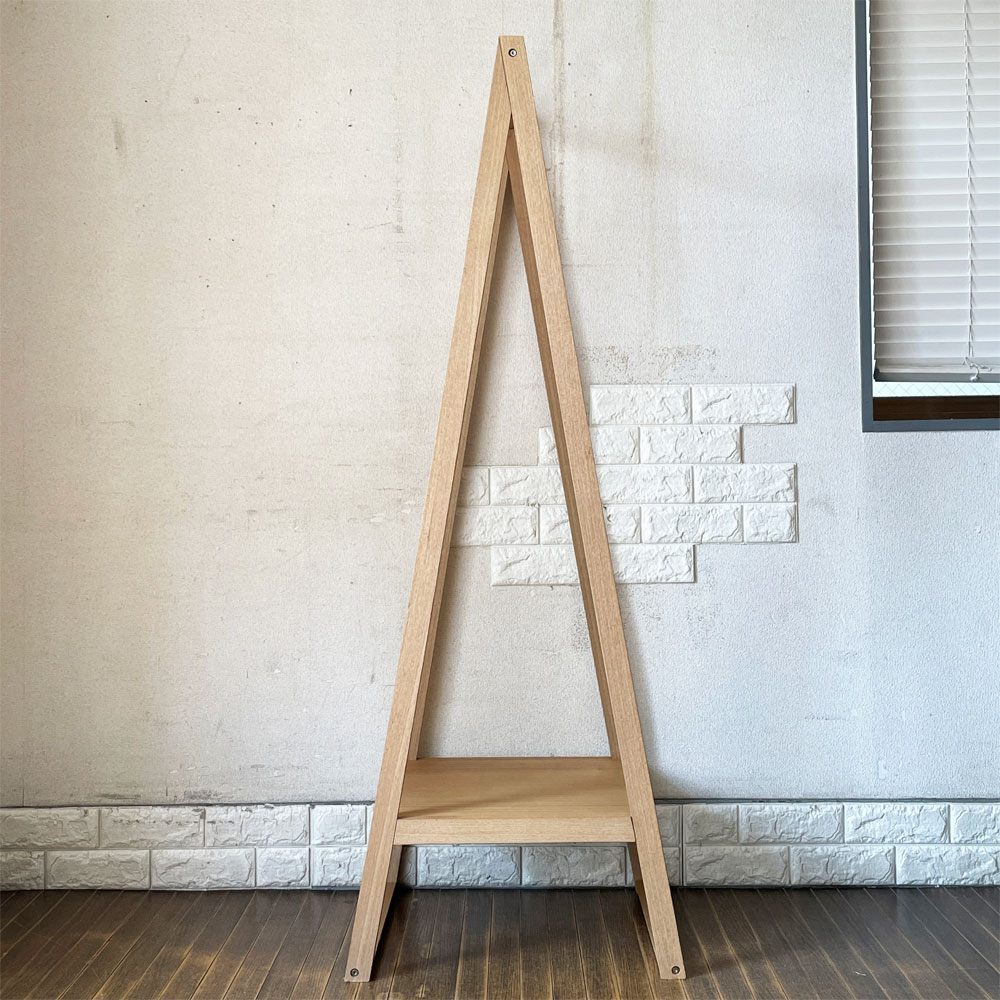 無印良品 MUJI 木製コートハンガー ハンガーラック タモ材 棚板付 H150cm ナチュラル 廃番 ◎