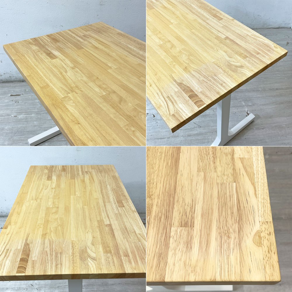 かなでもの KANADEMONO ザ・テーブル THE TABLE デスク ラバーウッド ナチュラル × White Steel Iライン脚 ホワイト W100cm ●