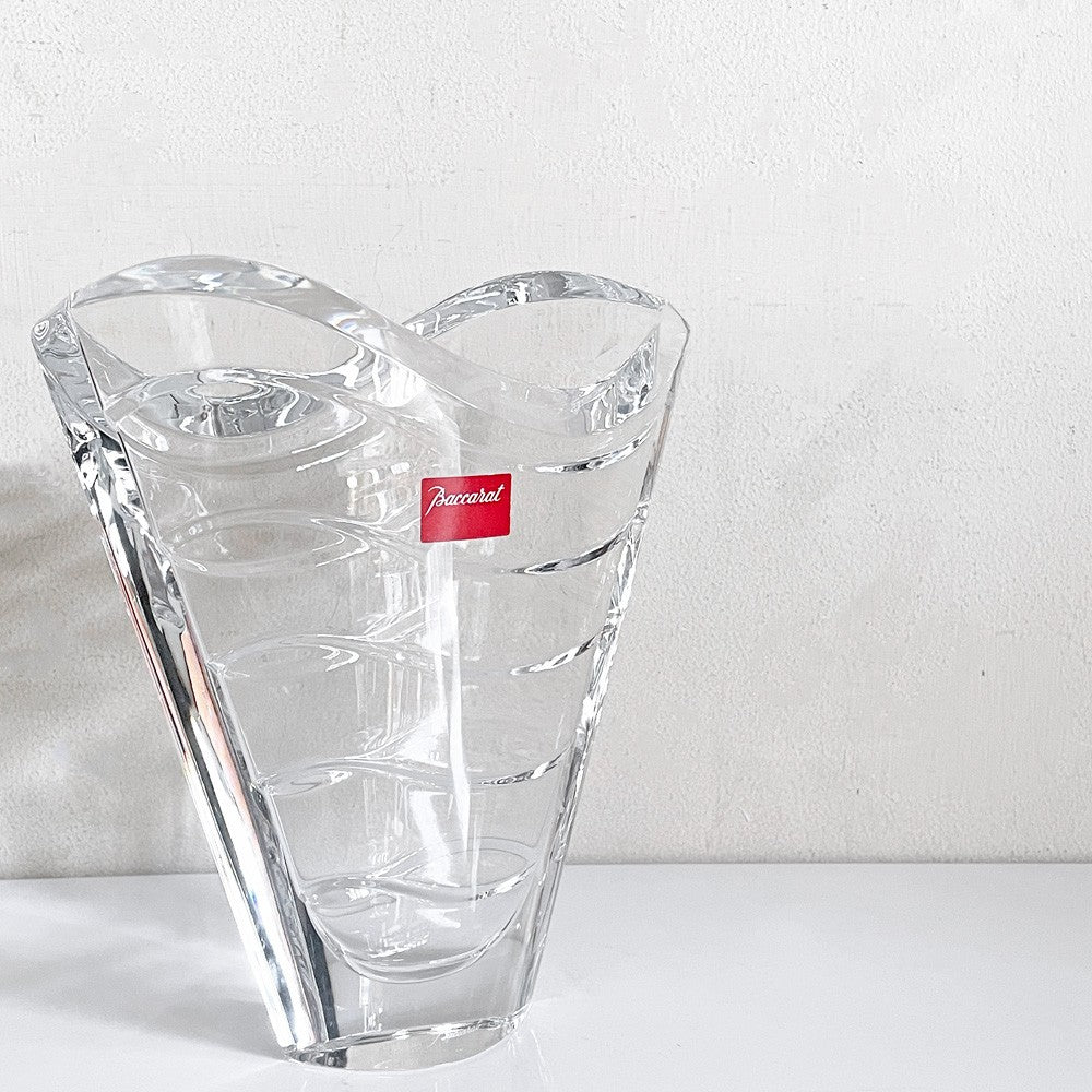 バカラ Baccarat ウェーブ Wave フラワーベース クリスタルガラス  H22.5cm フランス 箱付き未使用品 ■