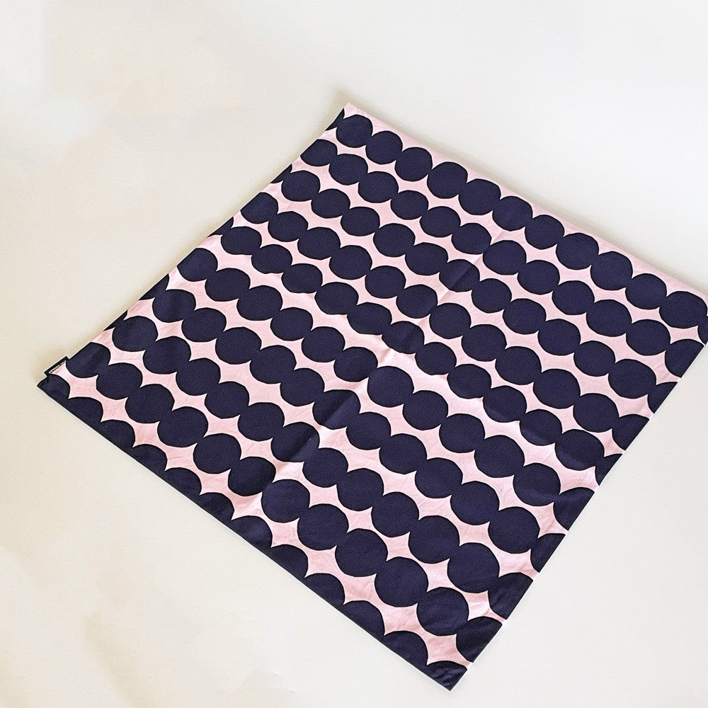マリメッコ marimekko ラシィマット Rasyamatto クッションカバー ネイビー ピンク マイヤ・ロウエカリ コットン 廃番カラー 50×50cm 北欧 A ■