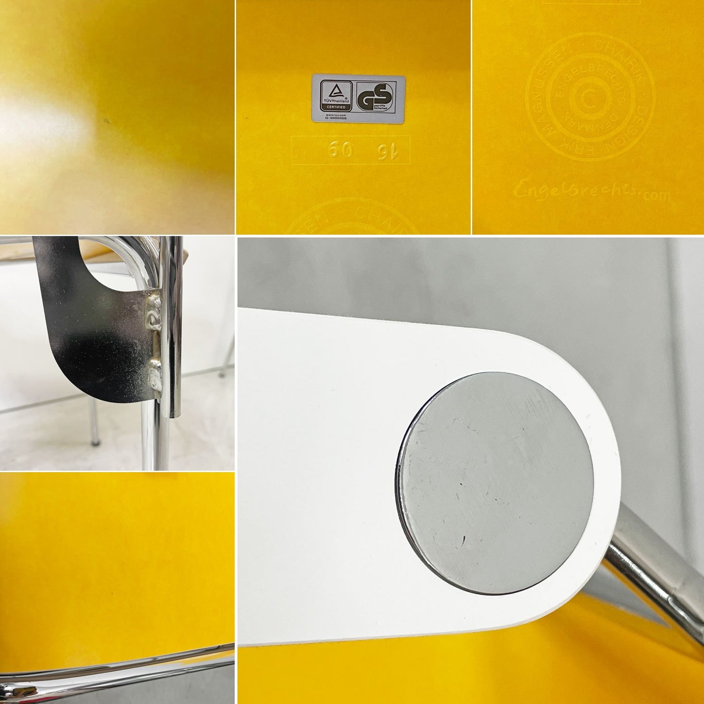 エンゲルブレヒト Engelbrechts チャリック CHAIRIK 101 スタッキングチェア 174 専用テーブル付き イエロー×ホワイト バーチ材 エリック・マグヌッセン 北欧家具 ●