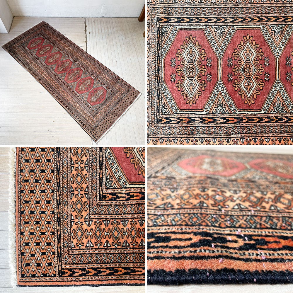 トライバルラグ Tribal rug トルクメン ランナーラグ 185×80cm ギュル紋様 手織 キリム 絨毯 ラグ カーペット ★