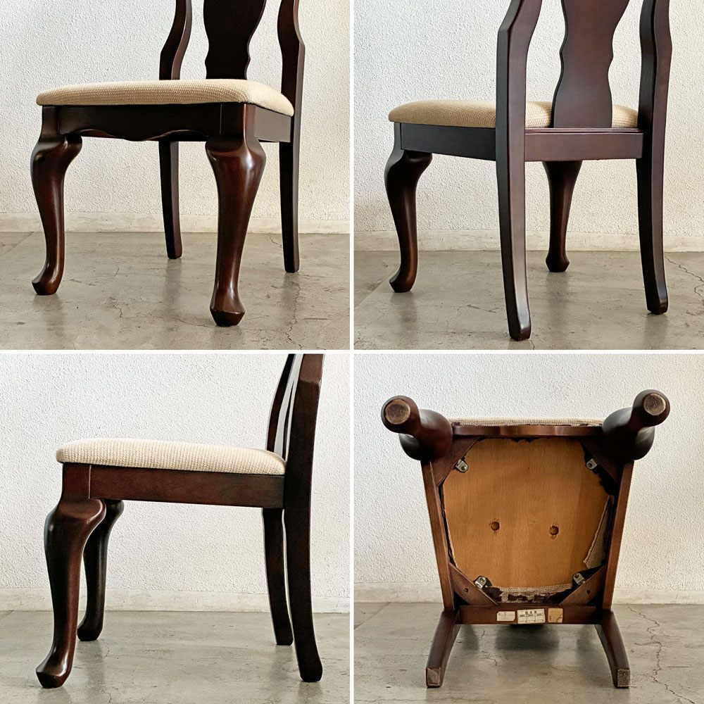 イーセンアーレン ETHAN ALLEN クイーンアンスタイル ダイニングチェア 猫脚 クラシカルデザイン A 〓