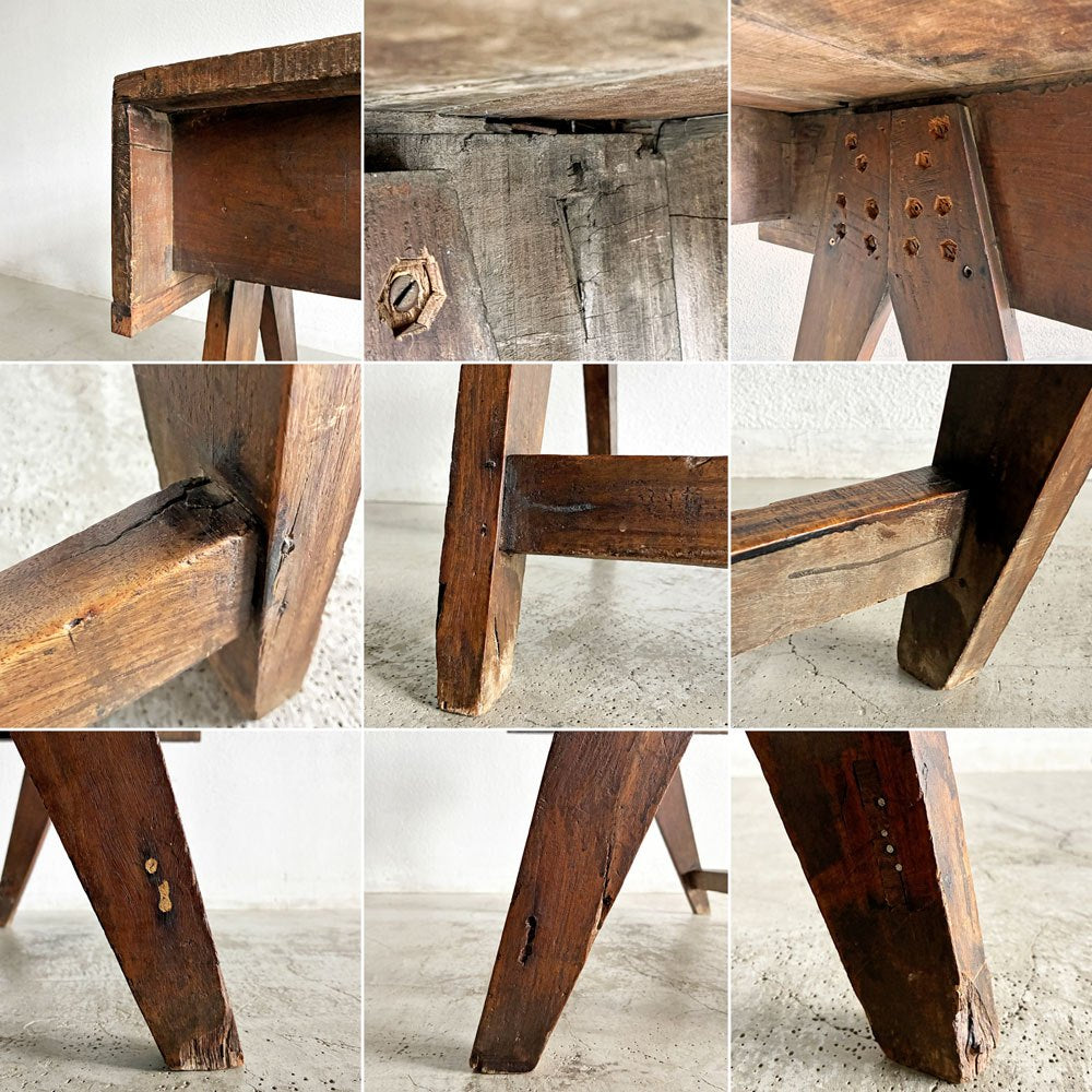 ピエールジャンヌレ Pierre Jeanneret スモールデスク スクールデスク W83cm チーク無垢材 Vレッグ チャンディーガル オリジナルビンテージ 希少 〓