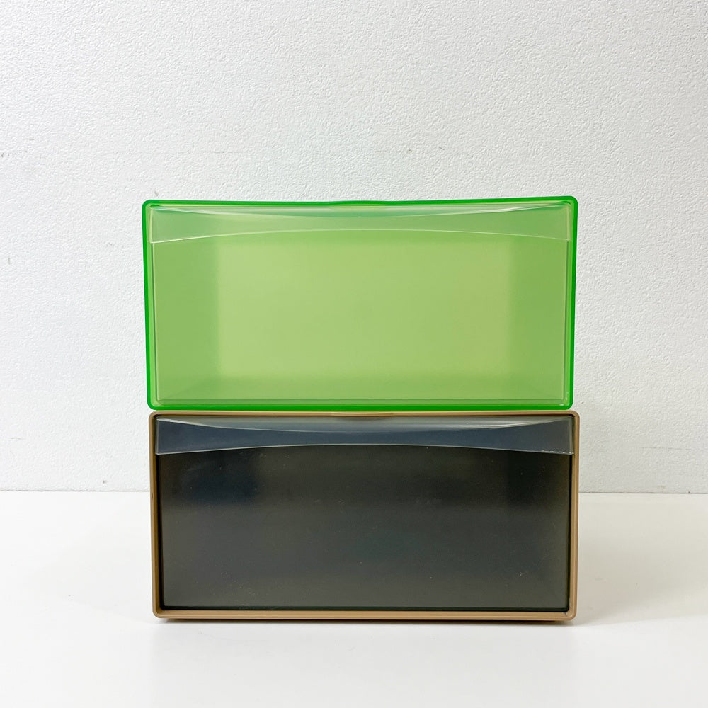 タッパーウェア Tupperware システムドロワー ワイド クリアグリーン×ベージュ H16.5cm 12L 2個セット ●