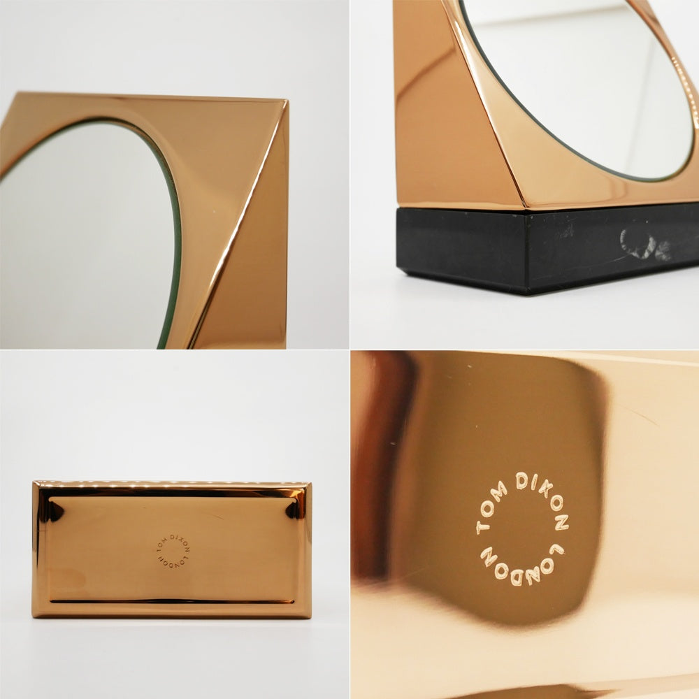 トムディクソン Tom Dixon 卓上ミラー 台座付き Lid Wedge Mirror + Base 大理石 コッパーカラー ●