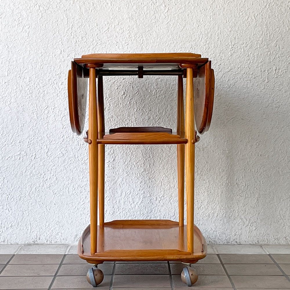 アーコール Ercol バタフライワゴン キッチンワゴン 伸長式 キャスター エルム材 英国 UKビンテージ ◇
