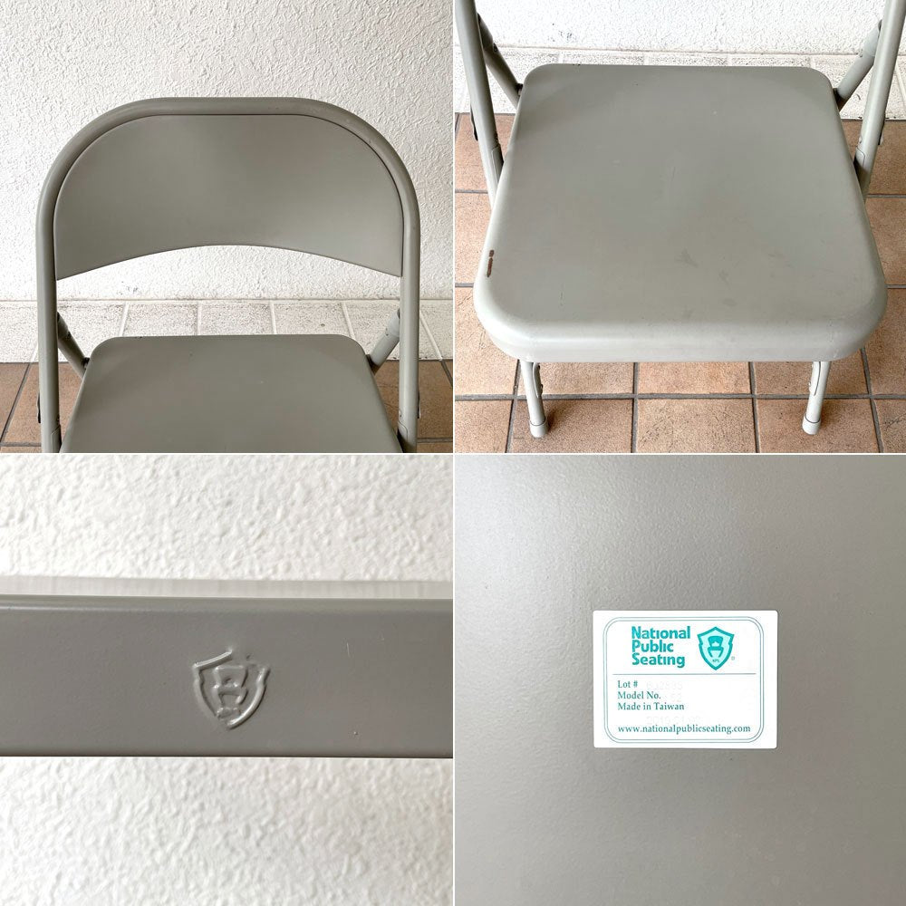 チューブラースチール フォールディングチェア TUBULAR STEEL FOLDING CHAIR 折りたたみ椅子 グレー アメリカ インダストリアル PFS取扱 B ◇