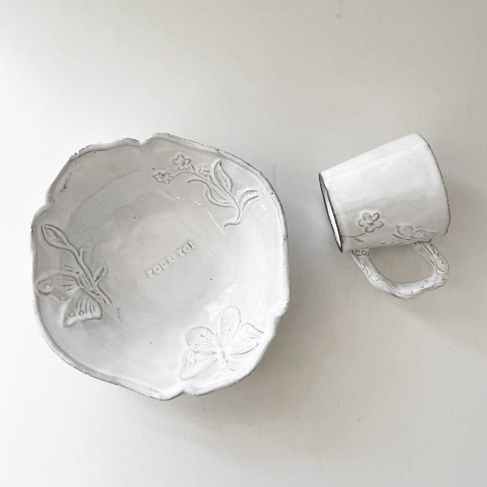 アスティエ・ド・ヴィラット Astier de Villatte フルール Fleurs スモールスーププレート 蝶 19.5cm ナタリー・レテ フランス 定価￥18,150- ◎
