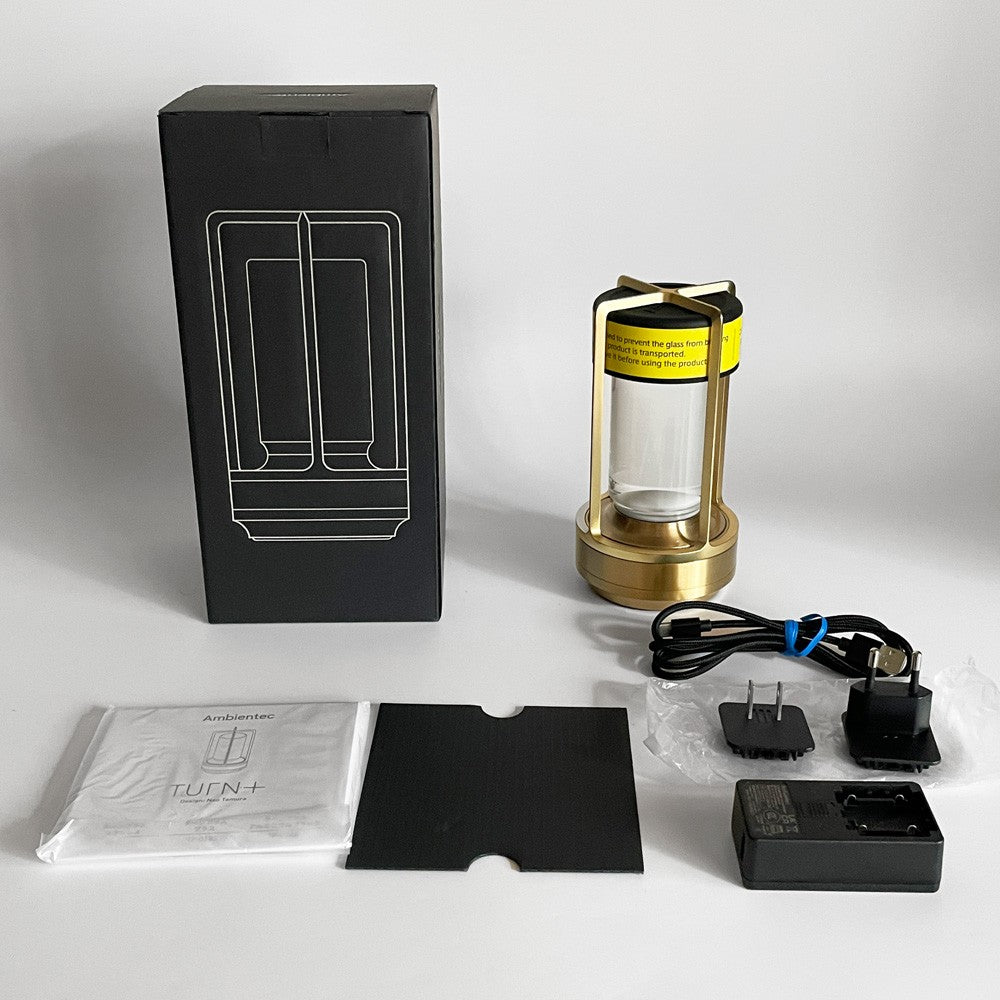 アンビエンテック Ambientec ターンプラス TURN+ ブラス TP01-BS 調光式 テーブルライト 真鍮 クリスタルガラス LED 充電式 箱付き 参考定価 ¥69,300- ■