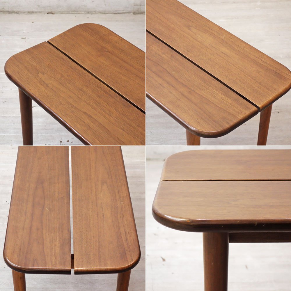 関家具 木製ベンチ W110cm スリットデザイン ウォールナットカラー 大川家具 ●