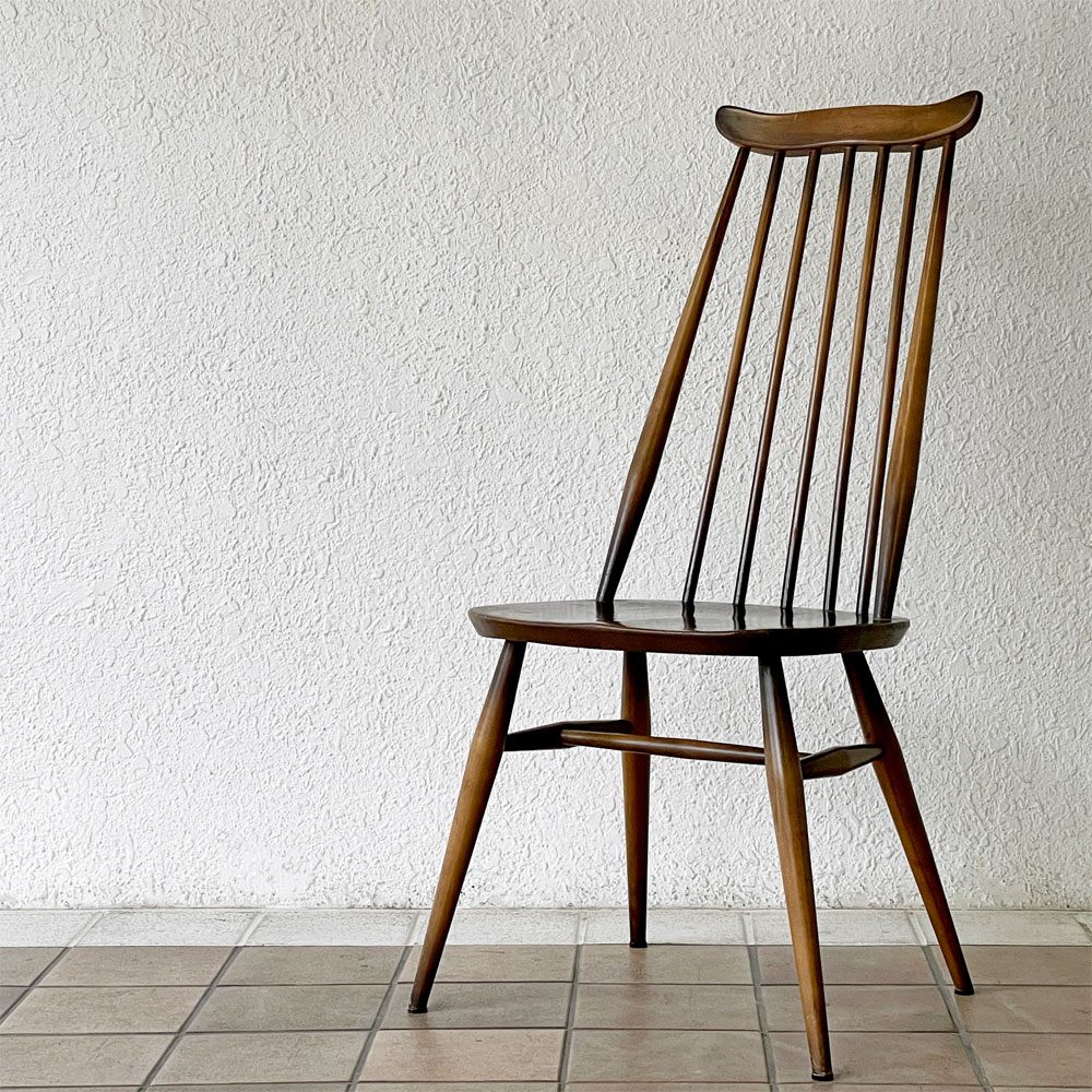 アーコール Ercol ゴールドスミス ダイニングチェア コロニアル ハイバック スティックバック エルム材 UKビンテージ 英国家具 ◇