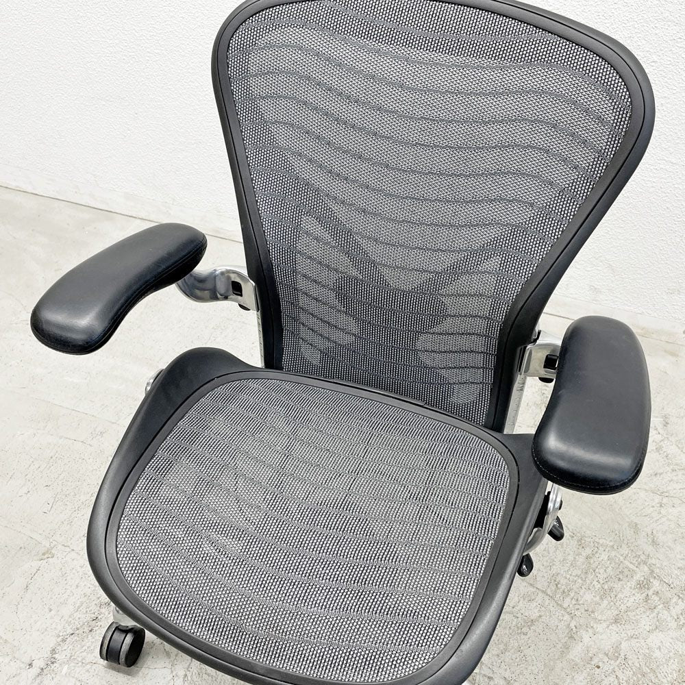 ハーマンミラー Herman Miller アーロンチェア デスクチェア Bサイズ ポスチャーフィット ウェイブ ポリッシュドアルミベース ビル・スタンフ ＆ ドン・チャドウィック 〓
