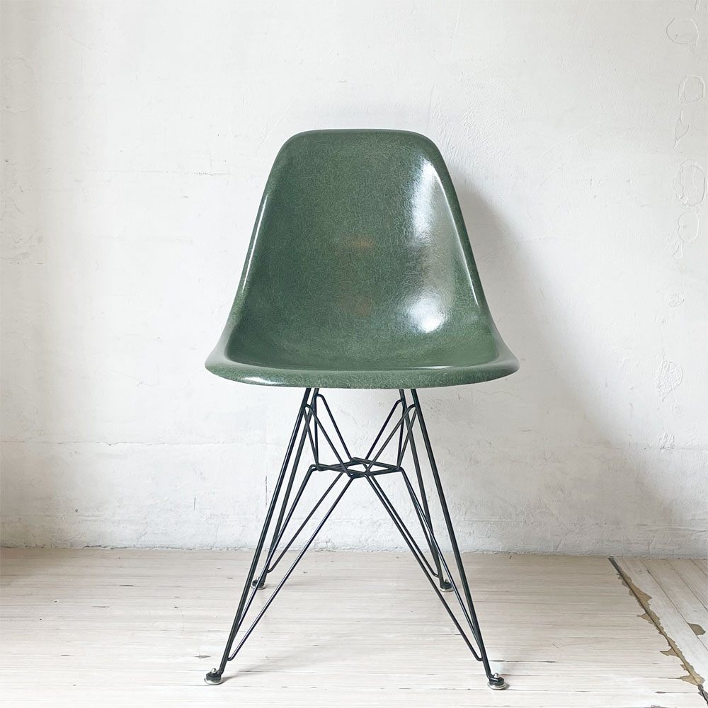 ハーマンミラー Herman Miller 2nd ビンテージ サイドシェルチェア FRP製 オリーブグリーン エッフェルベース C&R イームズ ミッドセンチュリー ★