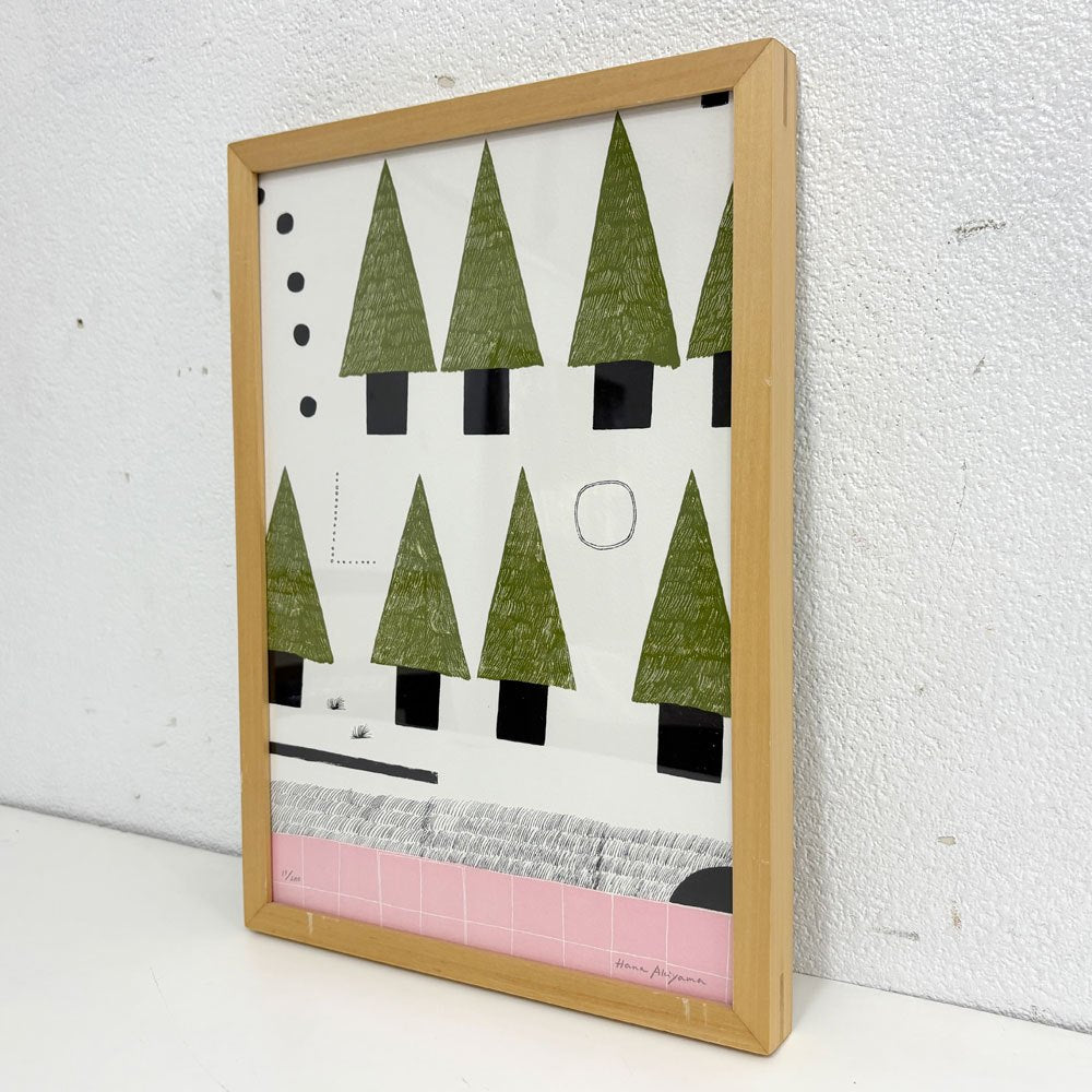 イデー IDEE a tree-lined road 秋山花 アートポスター リトグラフ W28×H38.5cm 額装品 11/200 パリ版画工房idem製作 ●