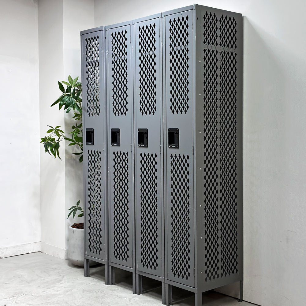ULINE社 Ventilated Single Tier Lockers スチール製メッシュ ロッカー ティアロッカー 1人用 US ガレージ インダストリアルデザイン D ●
