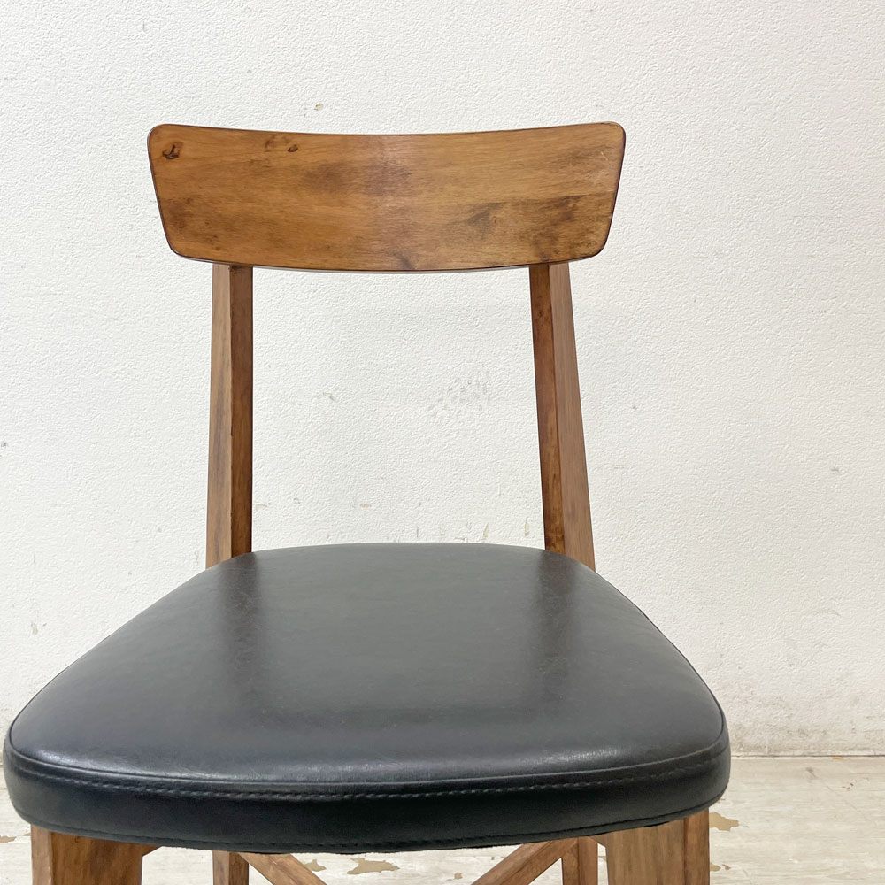 ジャーナルスタンダードファニチャー j.s.F シノン CHINON CHAIR ダイニングチェア PVCレザーシート  ラバーウッド材 ブラック B ●